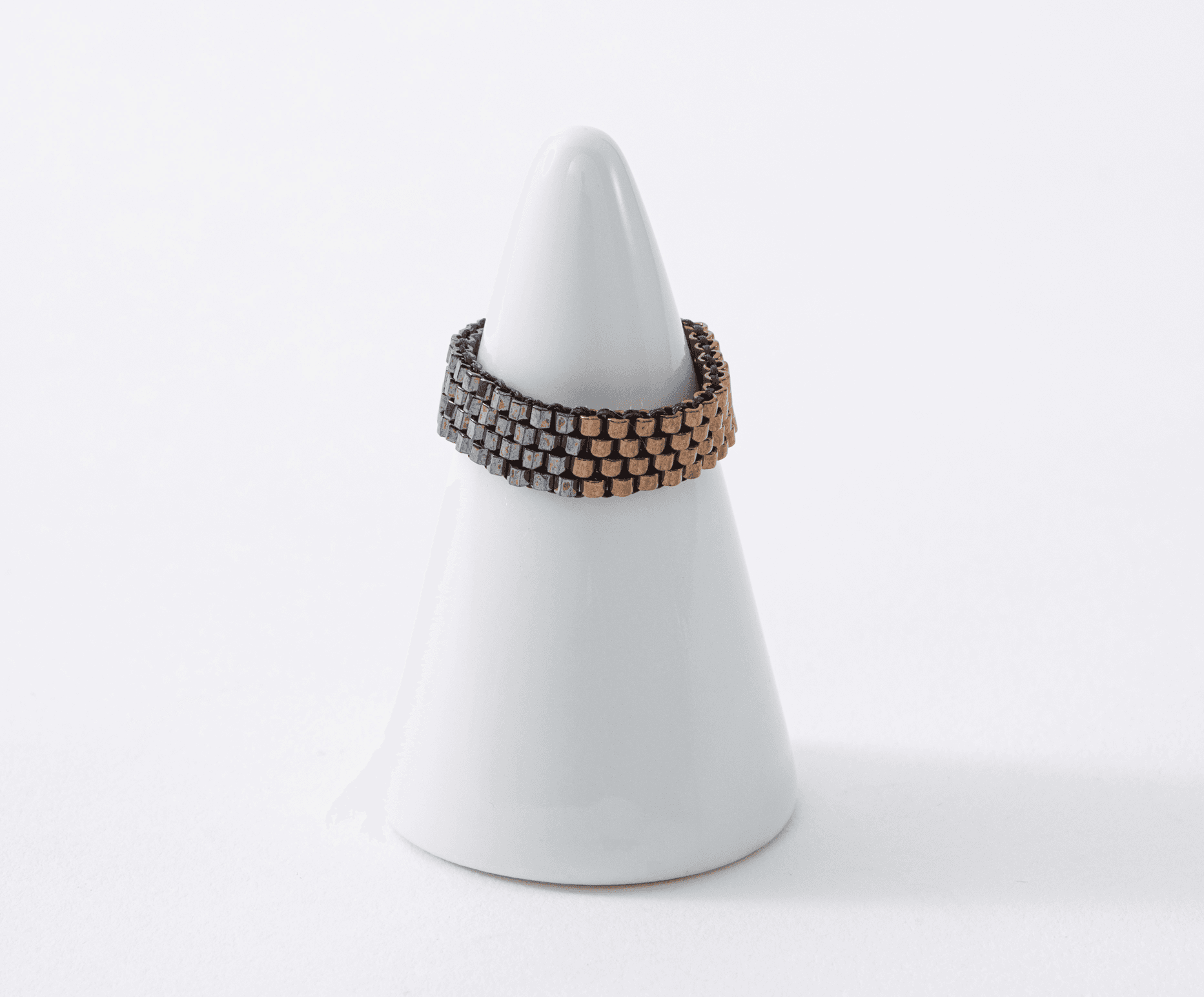 ２色アシンメトリービーズリング④（みやび017-RNG-B＆Gm ）みやびシリーズ1枚目の画像